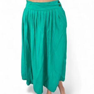 80s Vintage Green Skirt Midi Melrose 28 Waist